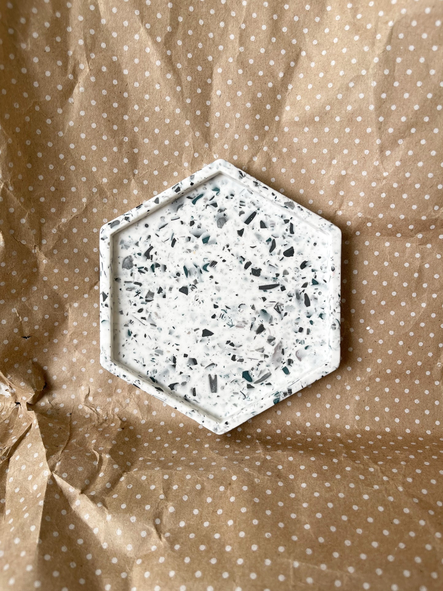 Navy Terrazzo Hexagon Tray