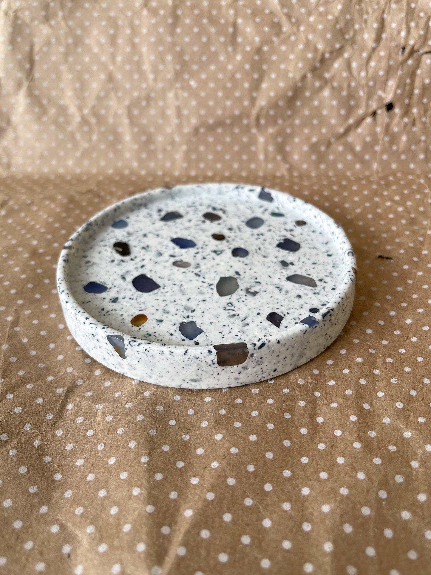 Crystals Small Round Tray - Blue Agate