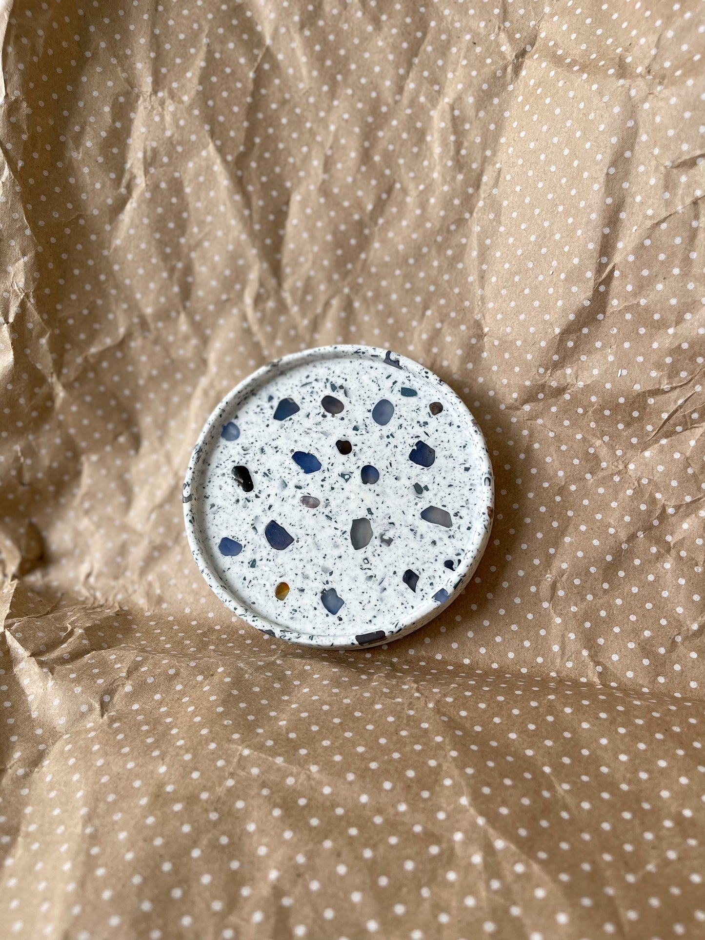 Crystals Small Round Tray - Blue Agate