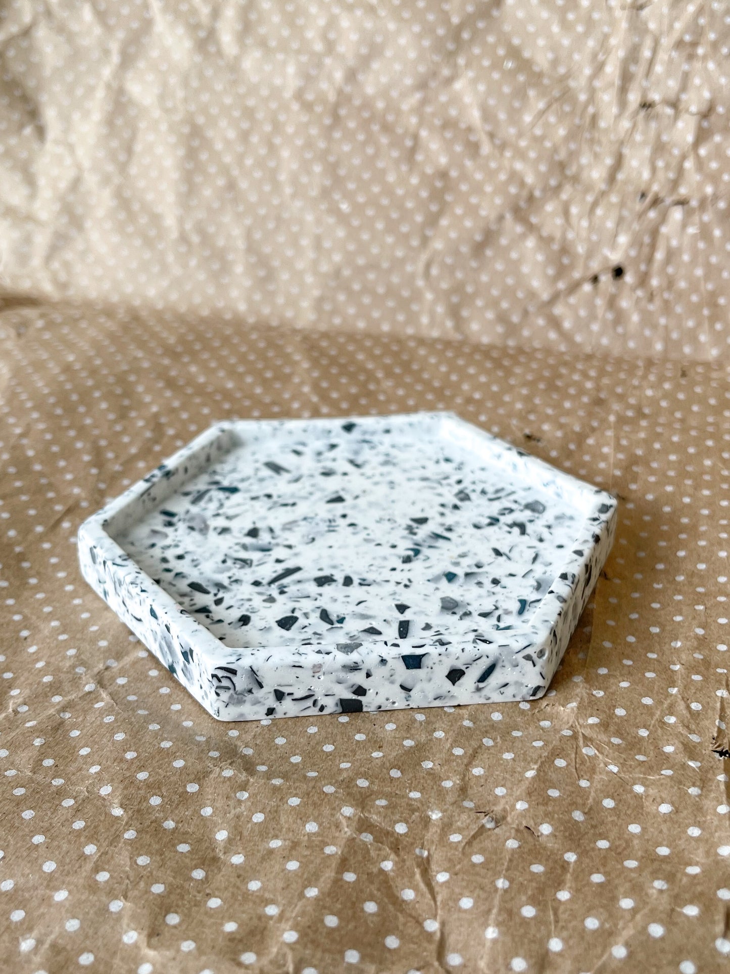 Navy Terrazzo Hexagon Tray