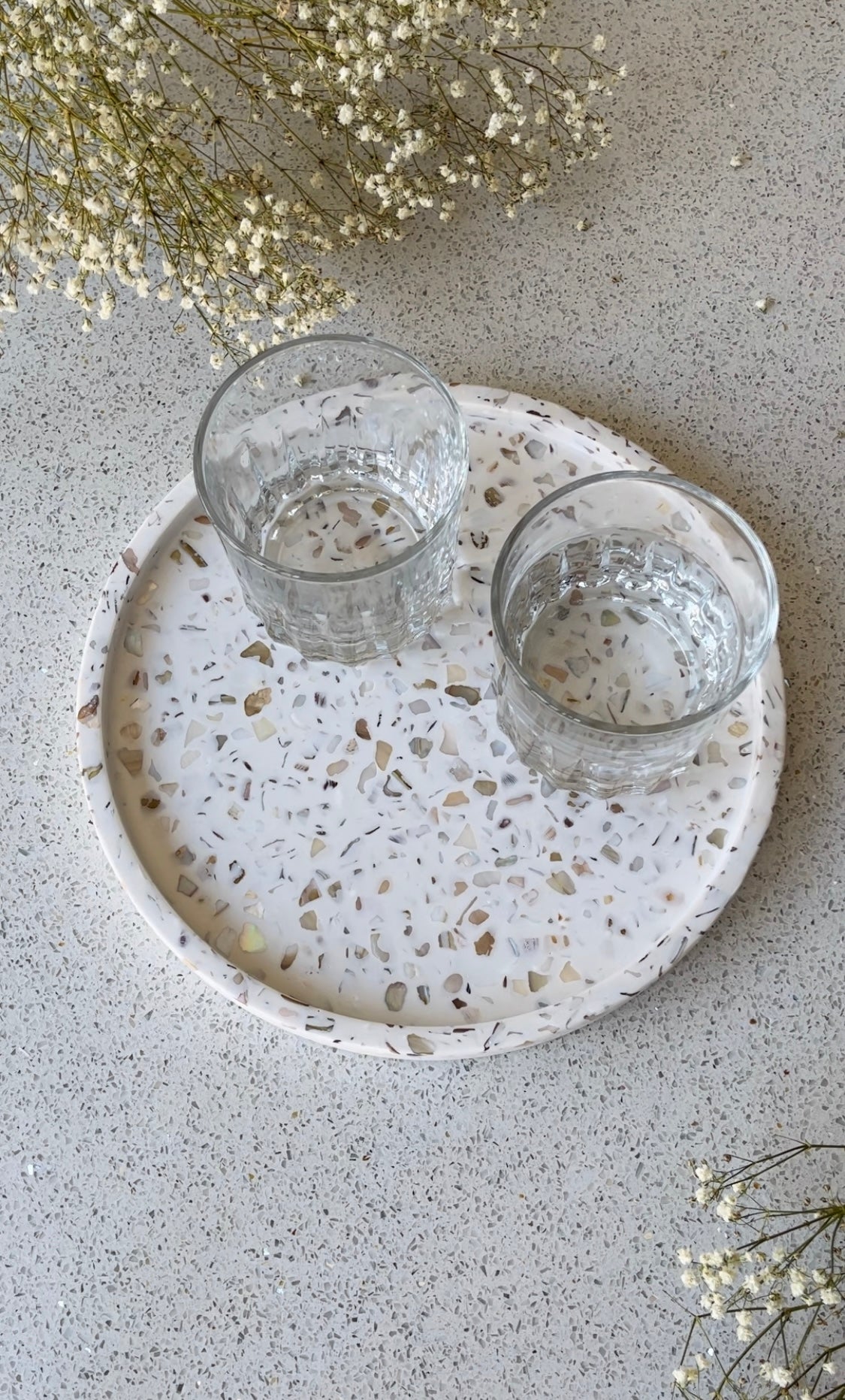 Large Seashells Round Tray