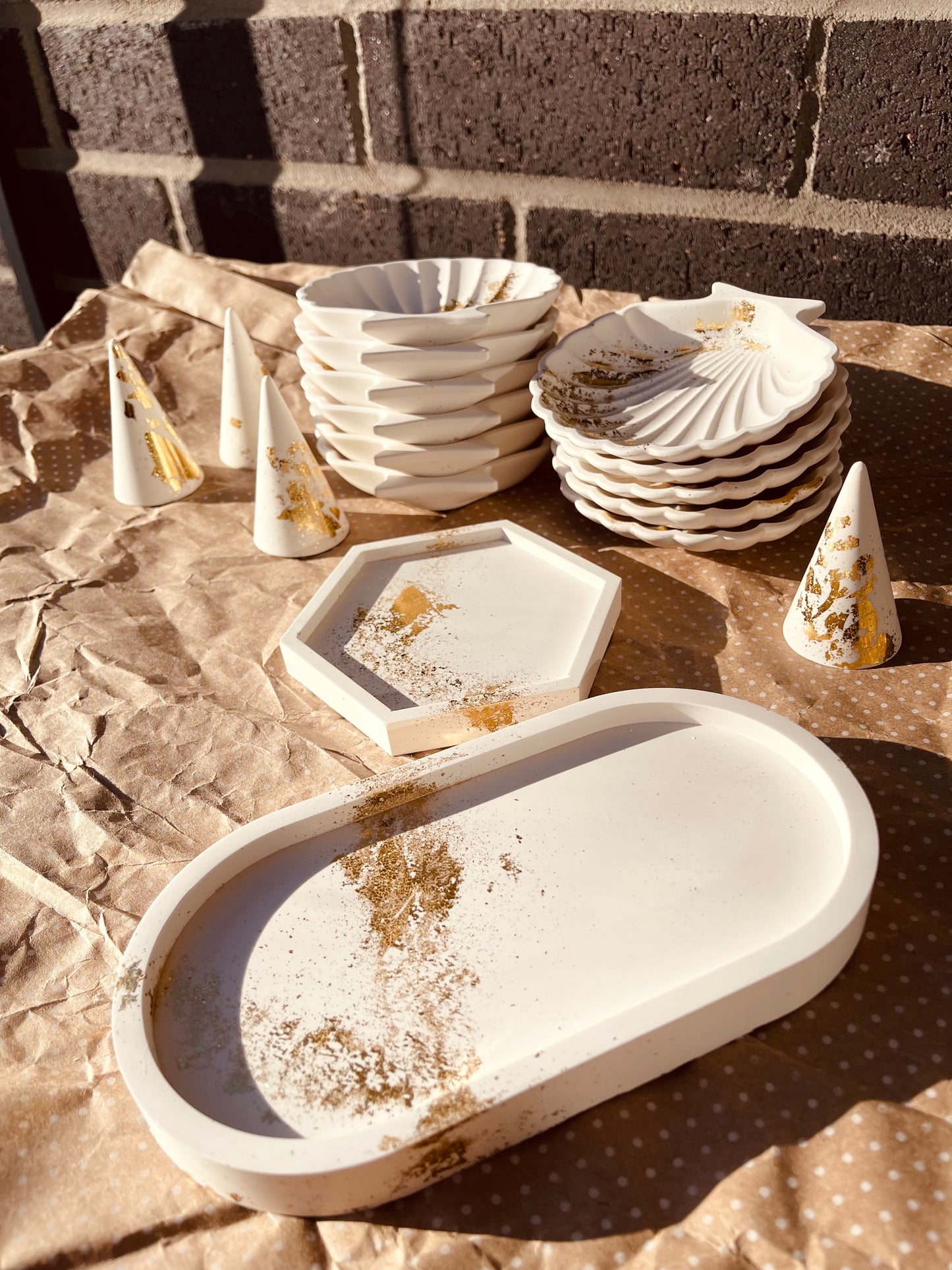White & Gold Hexagon Tray