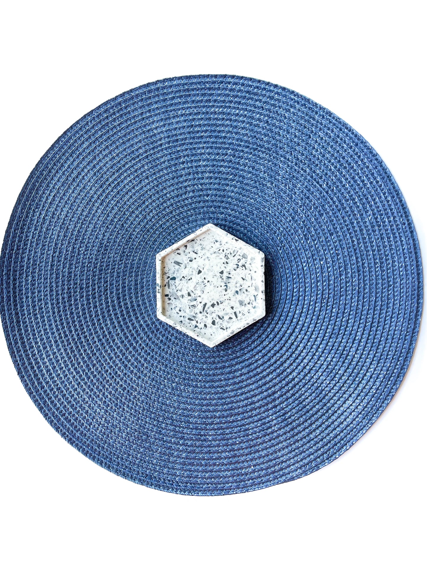 Navy Terrazzo Hexagon Tray