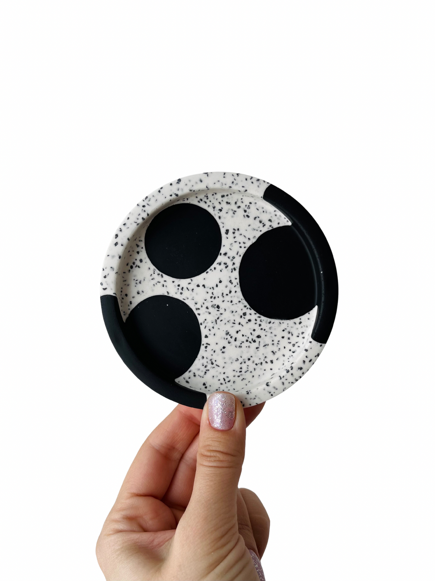 Abstract Black Sand Small Round Tray