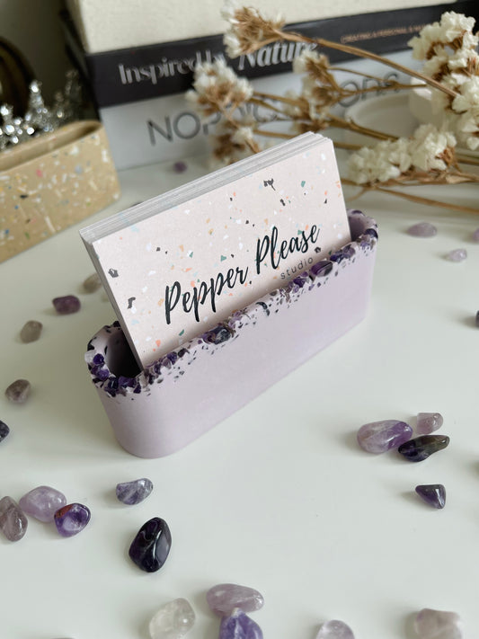 Business Card Holder - Amethyst Rim