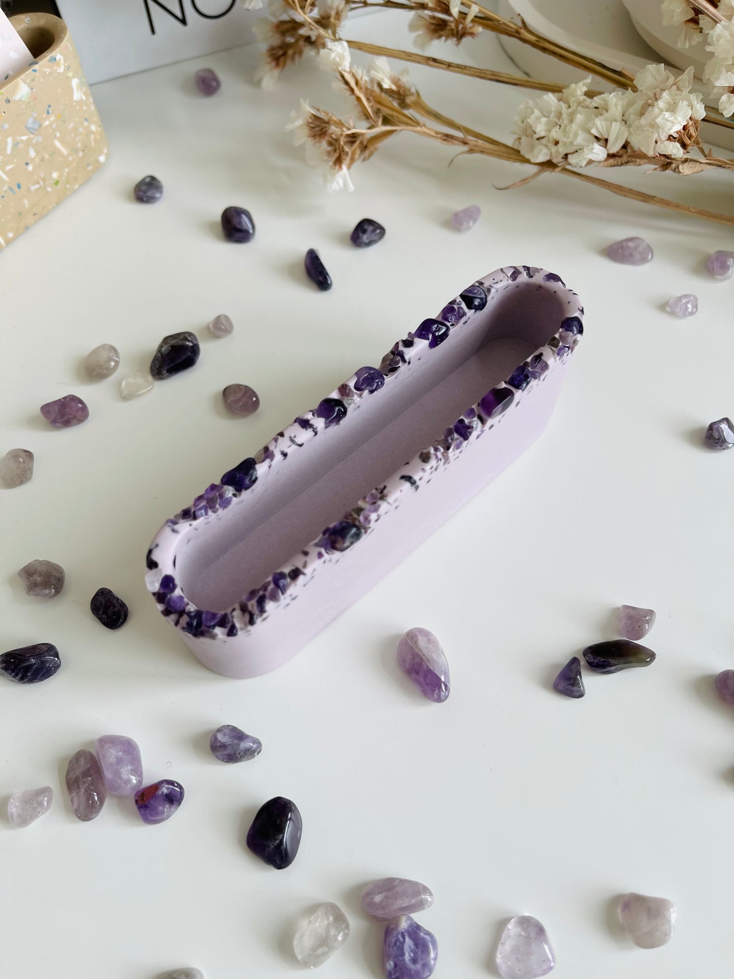 Business Card Holder - Amethyst Rim