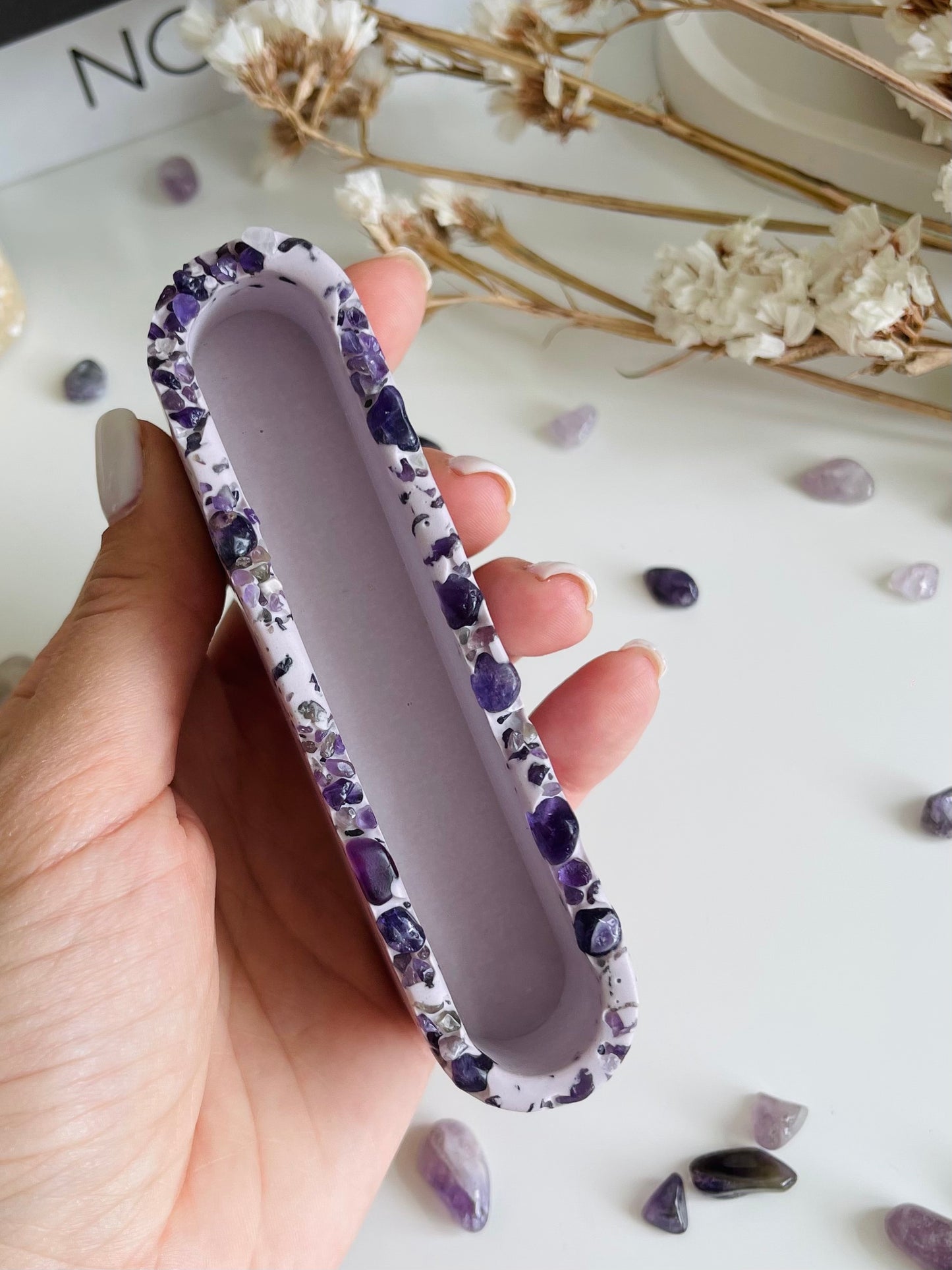 Business Card Holder - Amethyst Rim